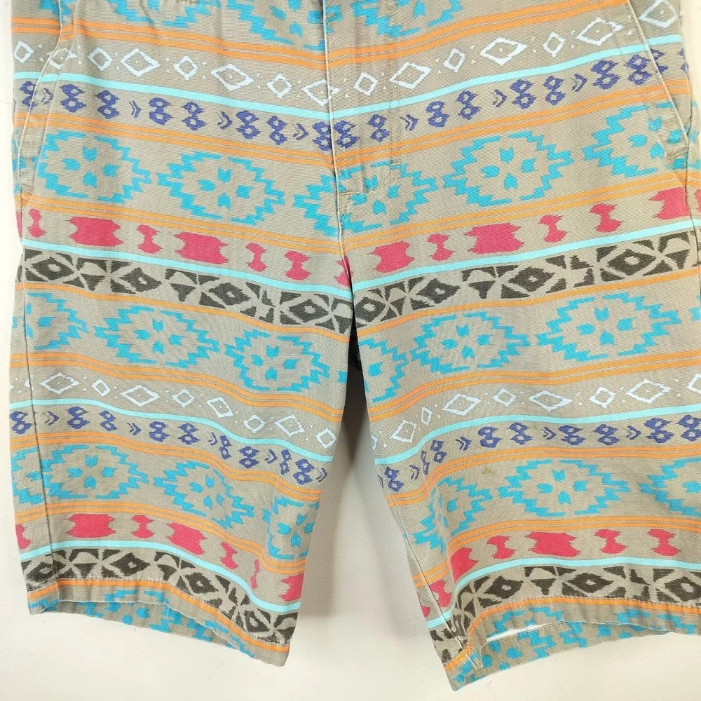 Modern Amusement Shorts Mens 30 Aztec Geometric Southwest Tan Multi Cotton